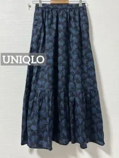 k0735 UNIQLO ANNA SUI ティアードロングスカート ブルー
