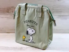 スヌーピー PEANUTS がま口 保冷保温 ランチバッグ 新品　グリーン