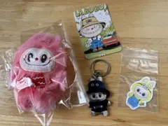 LABUBU マスコット キーホルダー ステッカー 3点セット
