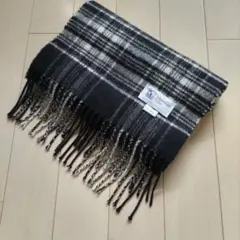 Johnstons of Elgin カシミヤマフラー 青 チェック - メルカリ