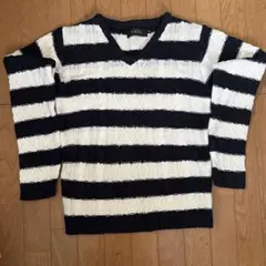 【美品】VICCI ビッチ ケーブル編み ボーダー Vネック ニット セーターのサムネイル