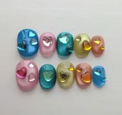 カラフルハートネイルチップセット