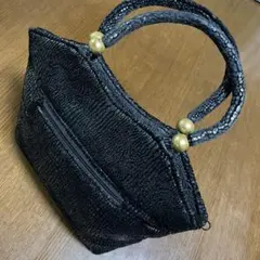 ハンドバッグ クロコ調 黒 ブラック レディース