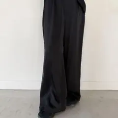 ストレートイージーサテンタックパンツ【セットアップ対応】【by SON】