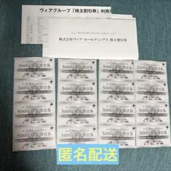 ヴィアホールディングス　株主優待　500円割引券×16枚　8000円分株主割引券のサムネイル