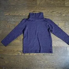 120サイズ　Sirmio 紫と黒のストライプ タートルネック