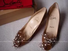 新品 ルブタン ベージュ オープントゥ ハイヒール パンプス