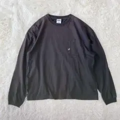 【SHIPS シップス】長袖Tシャツ　胸ポケット　ゆったりサイズ　黒 【M】