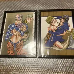ジョジョの奇妙な冒険　額付きポスター　トリッシュ　ミスタ　ジッパー　2枚セット