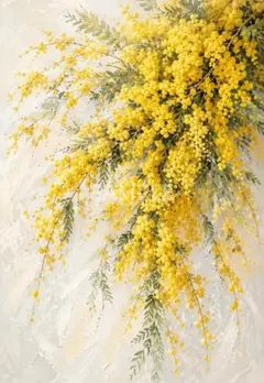 2195 ミモザ アートプリント 絵画風 北欧インテリア 花 黄色 2Lサイズ