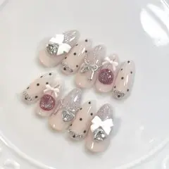 ⟡現品⟡ ネイルチップ フレンチガーリー 量産型 スナ系 ちゅるん 