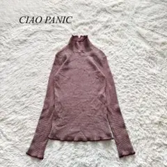 Y4❤️専用❤️【チャオパニック】配色ハイネックリブニット　長袖　ボルドー　レトロ柄