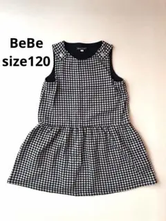 BeBe ベベ 千鳥格子 ノースリーブ ワンピース 120 発表会 フォーマル