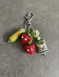 野菜 とうもろこし パプリカ チャーム ストラップ ビーズストラップ