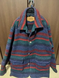 希少　Woolrich トリコロール　ストライプ　ウールコート　 古着　アメカジ