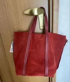 赤 ポーチ付きレザートートバッグ★PARFOIS