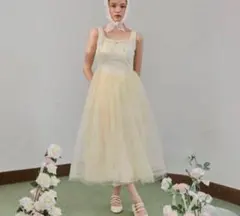 即日発送】トリートユアセルフ バルーンフラワージャガードワンピース