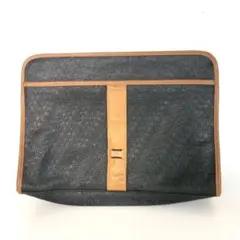 バレンシアガ BBモノグラム キャンバス クラッチバッグ レザー ブラック