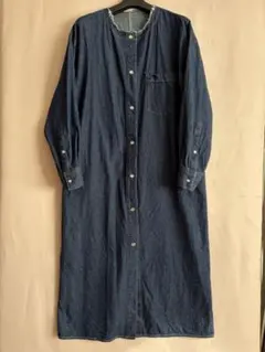 デニム ワンピース ノーカラー　長袖