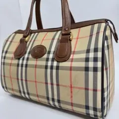 【美品✨】バーバリー ミニボストンバッグ ノバチェック ホースロゴシャドーホース