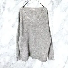 12933 シネマクラブ Vネック ニット セーター M グレー ウール混 古着