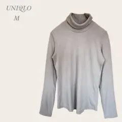 【UNIQLO】タートルネック フリースTシャツ 長袖 (M) グレー