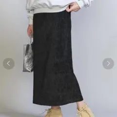 BEAUTY&YOUTH ベロアプリーツバッグスリットスカート　S ブラック