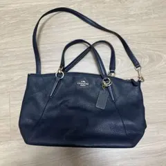 COACH ネイビー レザー ショルダーバッグ
