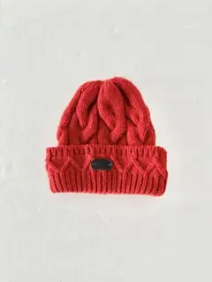 CA4LA　ケーブル　ニットキャップ　赤　ウール　アクリル
