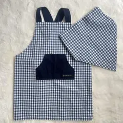 ギンガムチェック エプロンとバンダナセット