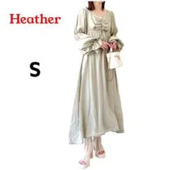 Heather キャンディ スリーブ ロング ワンピース モテワンピ グリーン