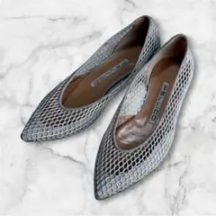 【PELLICO】メッシュポインテッドトゥパンプス シルバー【23cm】✨美品✨のサムネイル