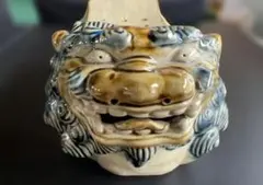獅子　シーサー　獅子形枕　陶器　陶製 置物　古美術　骨董品 沖縄 シーサー 置物 陶器 魔除け 開口 獅子 守り神 インテリア - メルカリ
