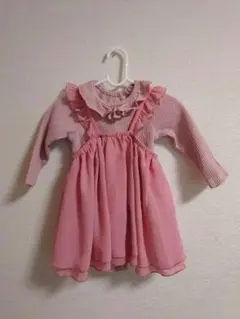 ピンク フリル付き ワンピース 80サイズ