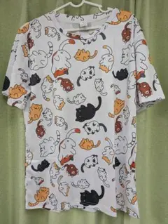 たくさんの猫柄 半袖シャツ　メッシュ　Mサイズ（日本のLサイズくらい）