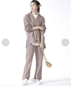 新品美品ナノユニバース　スウェット　パーカー　リブパンツ　セットアップ　ベージュ