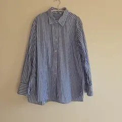 UNIQLO 青白ストライプ 長袖シャツ L