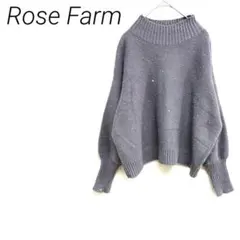 Rose Farm 그레이 하이넥 니트 M 오버사이즈 글리터 스트레치
