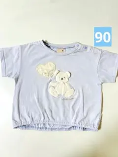 petit main くまモチーフ 半袖Tシャツ ライトブルー 90のサムネイル