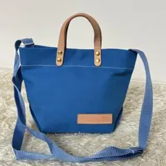 The Container Shop 青　レザー　キャンバス　ミニトートバッグ