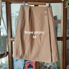 rope picnic ベージュ フレアスカート ひざ丈 2ボタン M