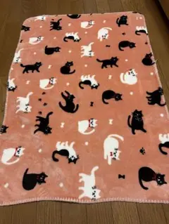 猫柄オレンジフリースブランケット