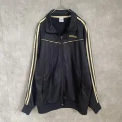 adidas ジャージ トラックジャケット ブラック ゴールド 3ライン　古着