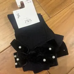 ZARA ベロアリボンの靴下　6-7y