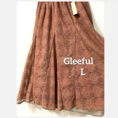 ☆680j.新品未使用　グリーフル レースフレアロングスカート　L オレンジ　花