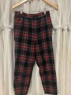 【USED】赤黒チェック柄パンツ