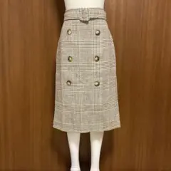 チェック柄タイトスカート ベージュ系　新品未使用