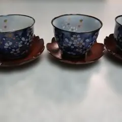 有田焼 湯飲み 茶托付き 3客セット 桜柄