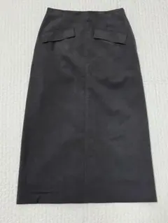 シップス SHIPS フェイクスエード ロング スカート ダークグレー Ｌ