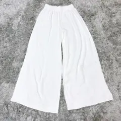 ZARA イージー ワイドパンツ M ホワイト ウエストゴム